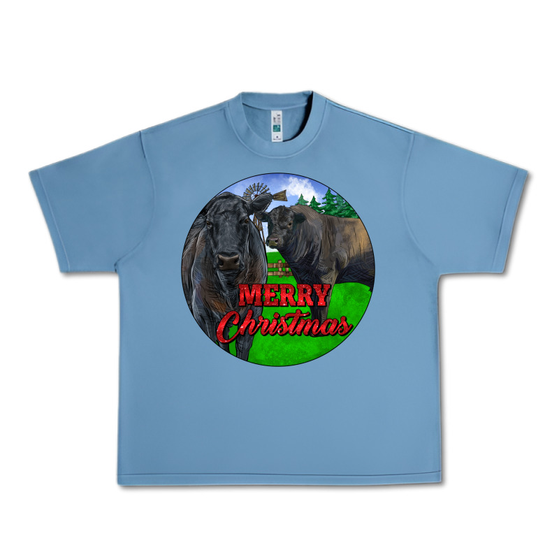Black Angus Cattle And Bull Merry Christmas Urban Heavy Tee by RanaPortraitStore | Teevron