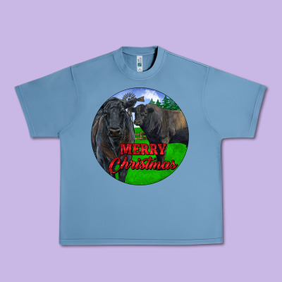 Black Angus Cattle And Bull Merry Christmas Urban Heavy Tee Designed By Ranaportraitstore