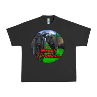 Pigment Black Black Angus Cattle and Bull Merry Christmas Urban Heavy Tee - RanaPortraitStore