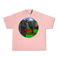 Salmon Black Angus Cattle and Bull Merry Christmas Urban Heavy Tee - RanaPortraitStore