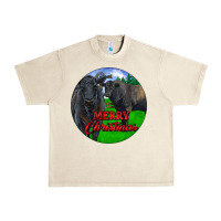 Sandshell Black Angus Cattle and Bull Merry Christmas Urban Heavy Tee - RanaPortraitStore