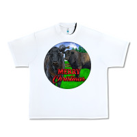 White Black Angus Cattle and Bull Merry Christmas Urban Heavy Tee - RanaPortraitStore