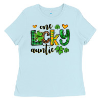 Baby Blue One lucky auntie St. Patrick's Ladies Tee - OliviaCreatesArt