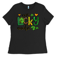 Black One lucky auntie St. Patrick's Ladies Tee - OliviaCreatesArt