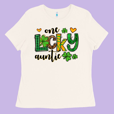 One Lucky Auntie St. Patrick's Ladies Tee Designed By Oliviacreatesart