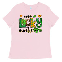 Bubblegum Pink One lucky auntie St. Patrick's Ladies Tee - OliviaCreatesArt