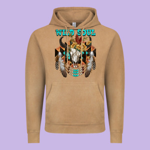 Wild Soul Bull Skull Vintage Hoodie Designed By Fadigitalartstudio