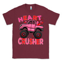 Burgundy Heart crusher pink monster truck Valentine's Day Classic Tee - HowdyJamesFarm