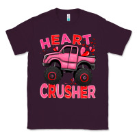 Plum Heart crusher pink monster truck Valentine's Day Classic Tee - HowdyJamesFarm