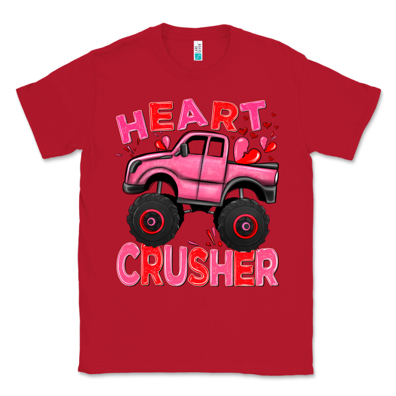 Heart Crusher Pink Monster Truck Valentine's Day Classic Tee by HowdyJamesFarm | Teevron