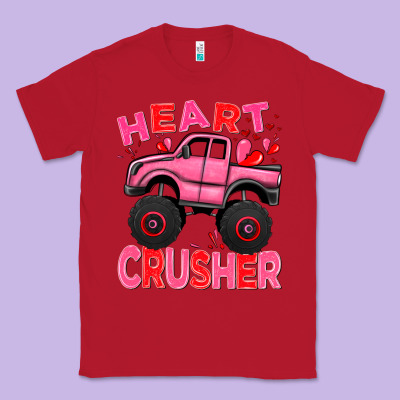 Heart Crusher Pink Monster Truck Valentine's Day Classic Tee Designed By Howdyjamesfarm