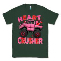 Sports Green Heart crusher pink monster truck Valentine's Day Classic Tee - HowdyJamesFarm