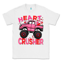White Heart crusher pink monster truck Valentine's Day Classic Tee - HowdyJamesFarm