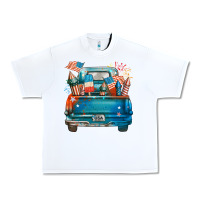 White Customize USA truck Urban Heavy Tee - FaDigitalArtStudio