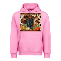 Fuchsia Pink Fall black angus Urban Hoodie - RanaPortraitStore