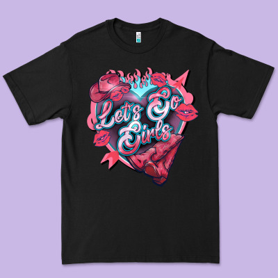 Let's Go Girls Pink Valentine's Day Premium Tee Designed By Howdyjamesfarm