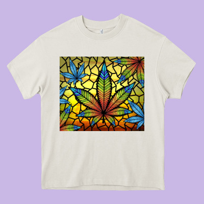 Stained Glass Weed Heavy Core Tee Designed By Tumblerdesignbyshophia