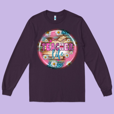 Teacher Life Earrings Long Sleeve Tee Designed By Bundleandbundleshop
