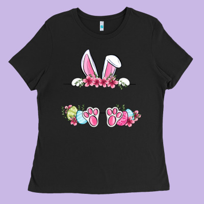 Easter Bunny Name Frame Ladies Tee Designed By Oliviacreatesart