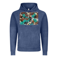 Vintage Denim Cowhide Turquoise Glitter Vintage Hoodie - FaDigitalArtStudio