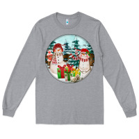 Heather Grey Christmas snowman Long Sleeve Tee - FaDigitalArtStudio