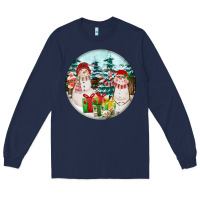 Navy Christmas snowman Long Sleeve Tee - FaDigitalArtStudio