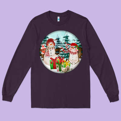 Christmas Snowman Long Sleeve Tee Designed By Fadigitalartstudio