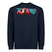 Navy xoxo guarnsey cow Heavyweight Sweatshirt - AdoDesignShop