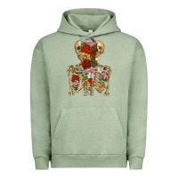 Pigment Oil Green flower skeleton Urban Hoodie - RanaPortraitStore