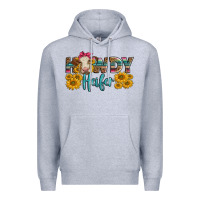 Heather Grey Western Howdy Heifer With Charolais Cow Premium Hoodie - LillyAllenDesigns