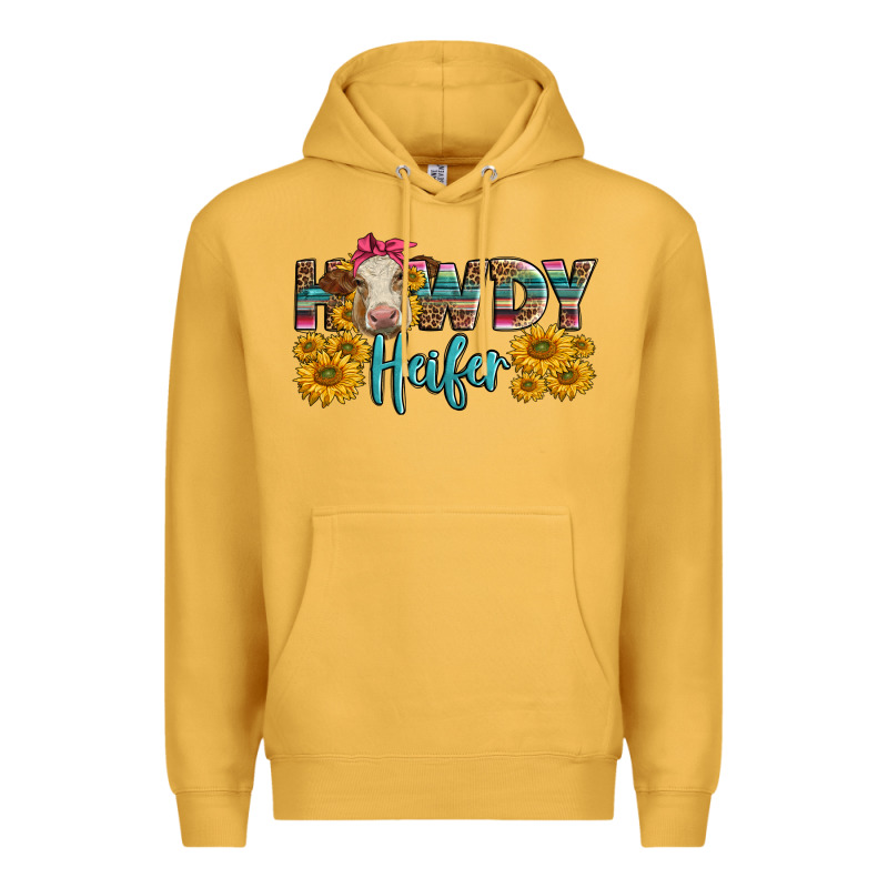 Western Howdy Heifer With Charolais Cow Premium Hoodie by LillyAllenDesigns | Teevron
