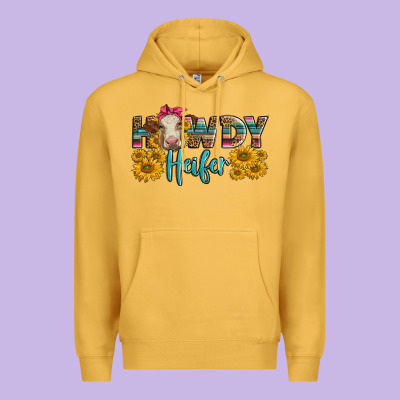 Western Howdy Heifer With Charolais Cow Premium Hoodie Designed By Lillyallendesigns