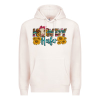 Pale Pink Western Howdy Heifer With Charolais Cow Premium Hoodie - LillyAllenDesigns