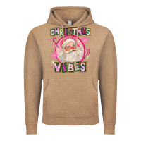 Vintage Coffee Pink Christmas Vibes Santa Vintage Hoodie - FaDigitalArtStudio