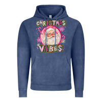 Vintage Denim Pink Christmas Vibes Santa Vintage Hoodie - FaDigitalArtStudio