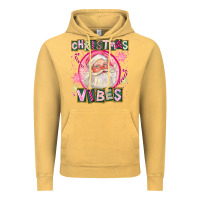 Vintage Mustard Pink Christmas Vibes Santa Vintage Hoodie - FaDigitalArtStudio
