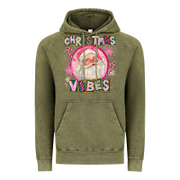 Vintage Olive Pink Christmas Vibes Santa Vintage Hoodie - FaDigitalArtStudio
