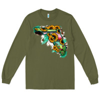 Army Green Florida Map Sunflower Cactus Serape Long Sleeve Tee - RanaPortraitStore