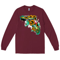 Burgundy Florida Map Sunflower Cactus Serape Long Sleeve Tee - RanaPortraitStore