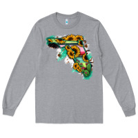 Heather Grey Florida Map Sunflower Cactus Serape Long Sleeve Tee - RanaPortraitStore
