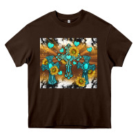 Chocolate Brown western crosses and sunflowers Heavy Core Tee - TumblerDesignByShophia