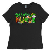 Black St. Patrick's One lucky Nurse Ladies Tee - OliviaCreatesArt