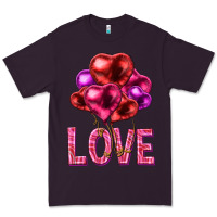 Plum Love heart balloons Valentine's Day Premium Tee - HowdyJamesFarm