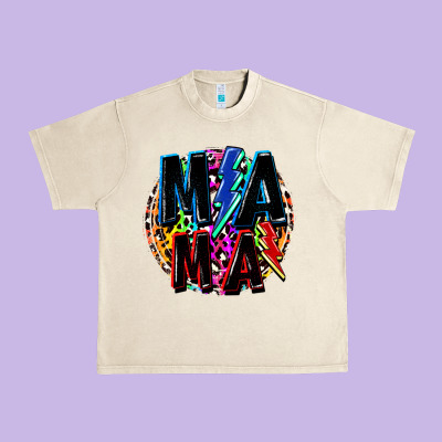Mama Lightning Bolts Mother's Day Urban Heavy Tee Designed By Fadigitalartstudio