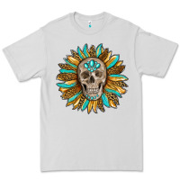 Dove Grey sunflower with skull Premium Tee - RanaPortraitStore