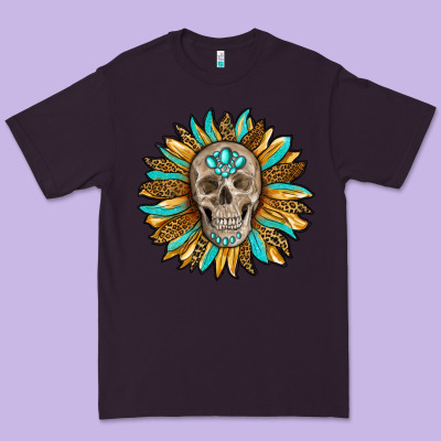 Sunflower With Skull Premium Tee Designed By Ranaportraitstore