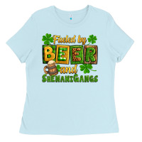 Baby Blue St. Patrick's Fueled by beer and shenanigangs Ladies Tee - OliviaCreatesArt