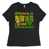 Black St. Patrick's Fueled by beer and shenanigangs Ladies Tee - OliviaCreatesArt