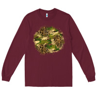 Burgundy camouflage and leopard patch  2 Long Sleeve Tee - BundleAndBundleShop