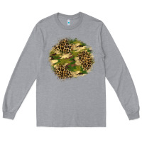 Heather Grey camouflage and leopard patch  2 Long Sleeve Tee - BundleAndBundleShop
